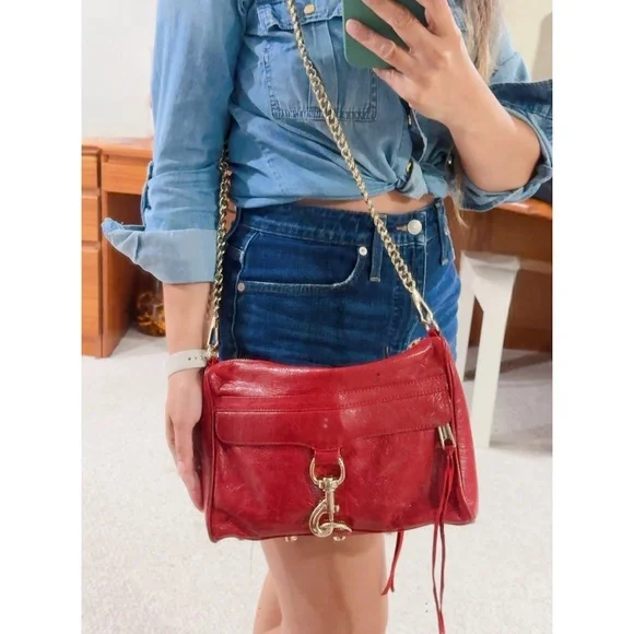 Rebecca Minkoff M.A.C Daddy Red Leather Large Crossbody Bag - Picture 9 of 9